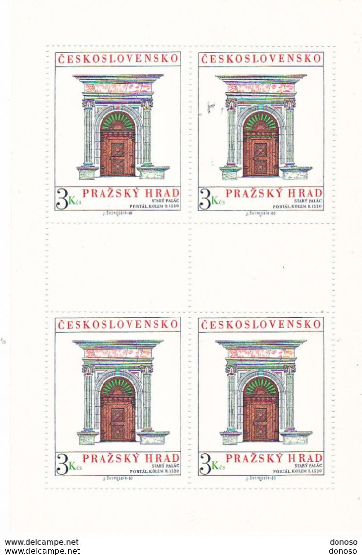 TCHECOSLOVAQUIE 1980 Château De Prague BLOC DE 4 Yvert  2410, Michel 2584 KB NEUF** MNH - Unused Stamps