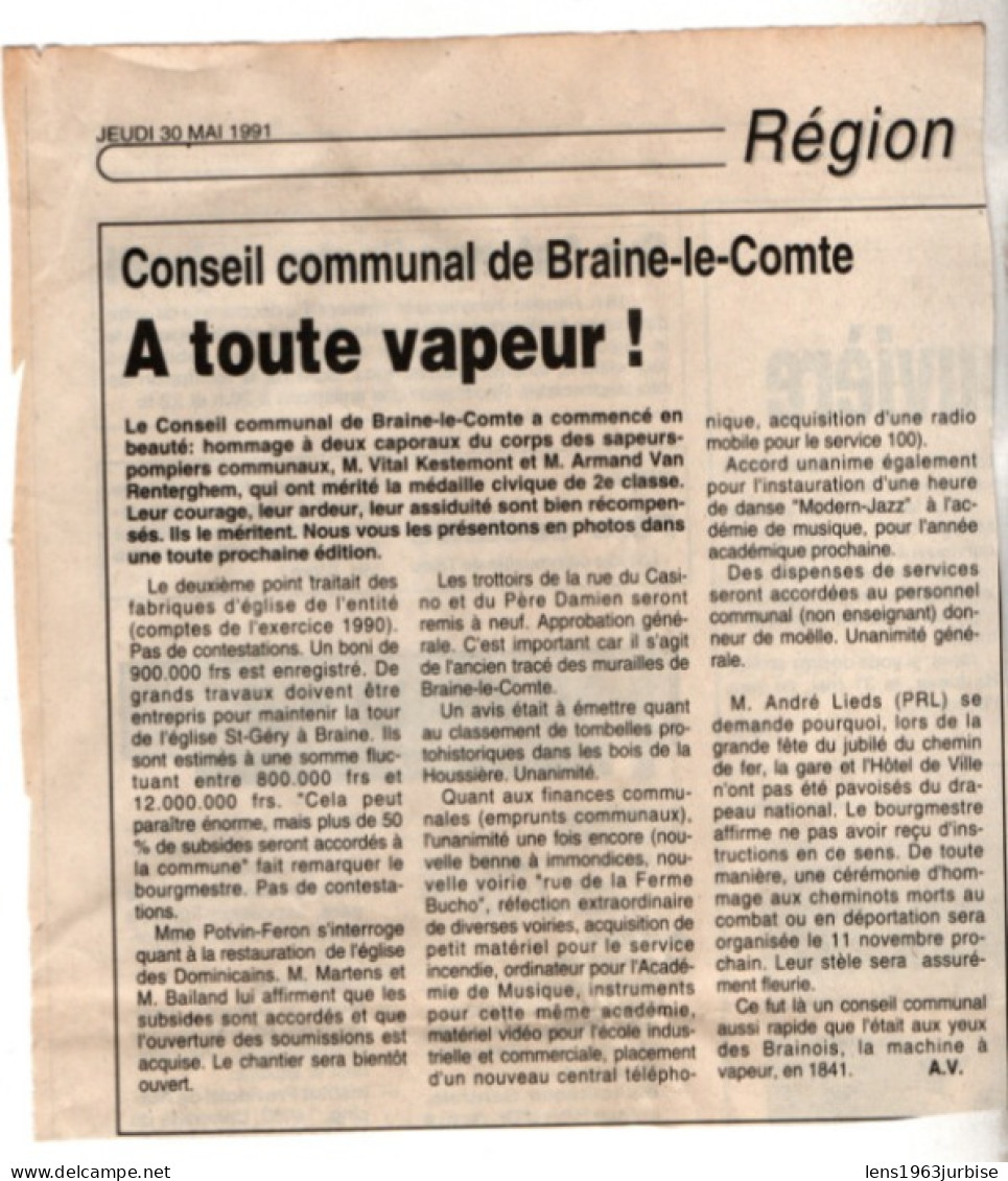 Braine Le Comte  , Mai 1991 , Ancien Article De Journal - Ohne Zuordnung