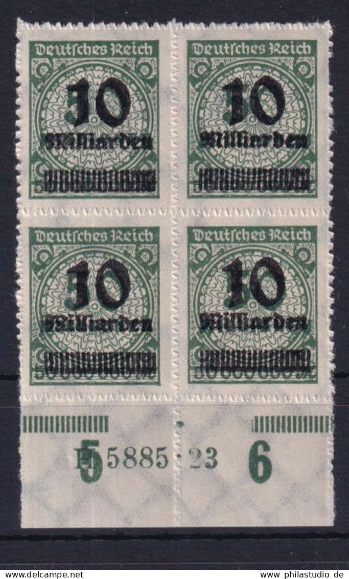 Deutsches Reich 336 BP Unterrand HAN 4er Block Wertangabe 10 Mrd Auf 50 Mio M ** - Autres & Non Classés