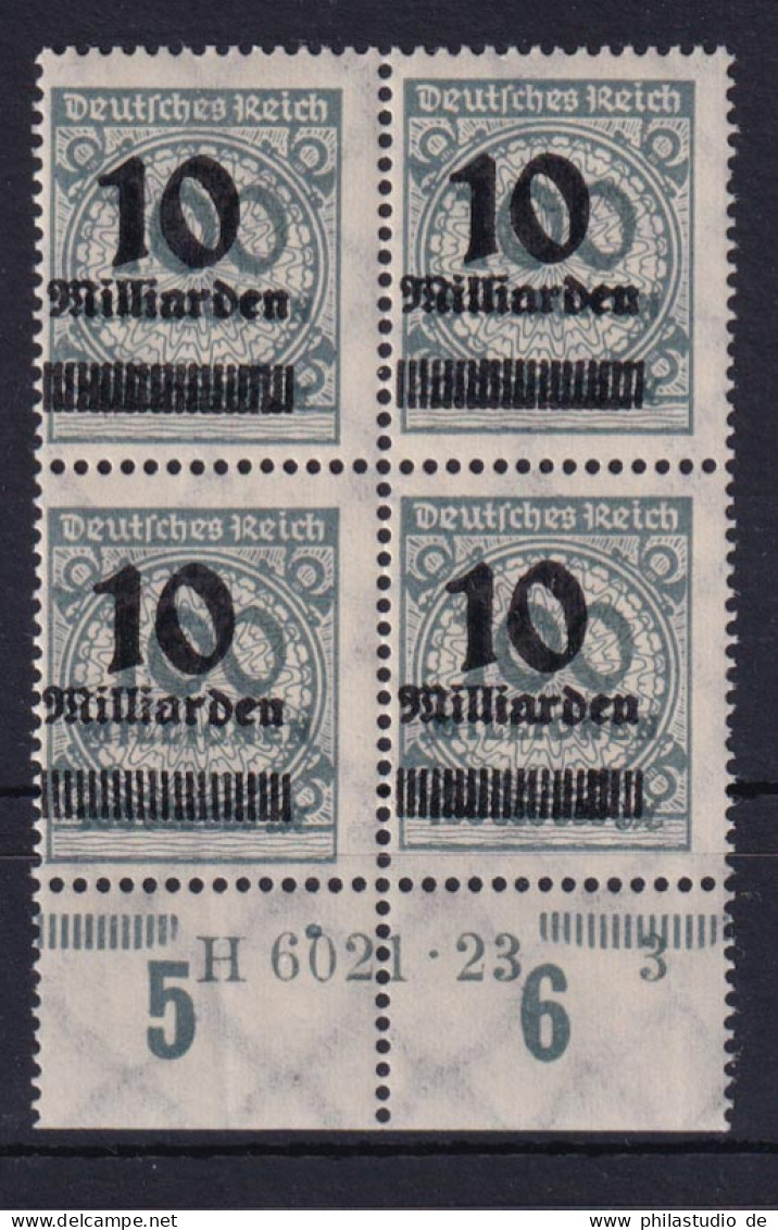 Deutsches Reich 336 AP Unterrand HAN 4er Bl Wertangabe 10 Mrd Auf 100 Mio M **  - Other & Unclassified