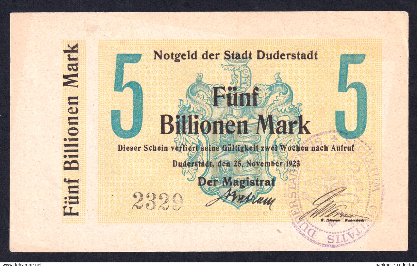 Deutschland, Germany, Duderstadt - 5 Billionen Mark, 1923 ! - 5 Biljoen Mark