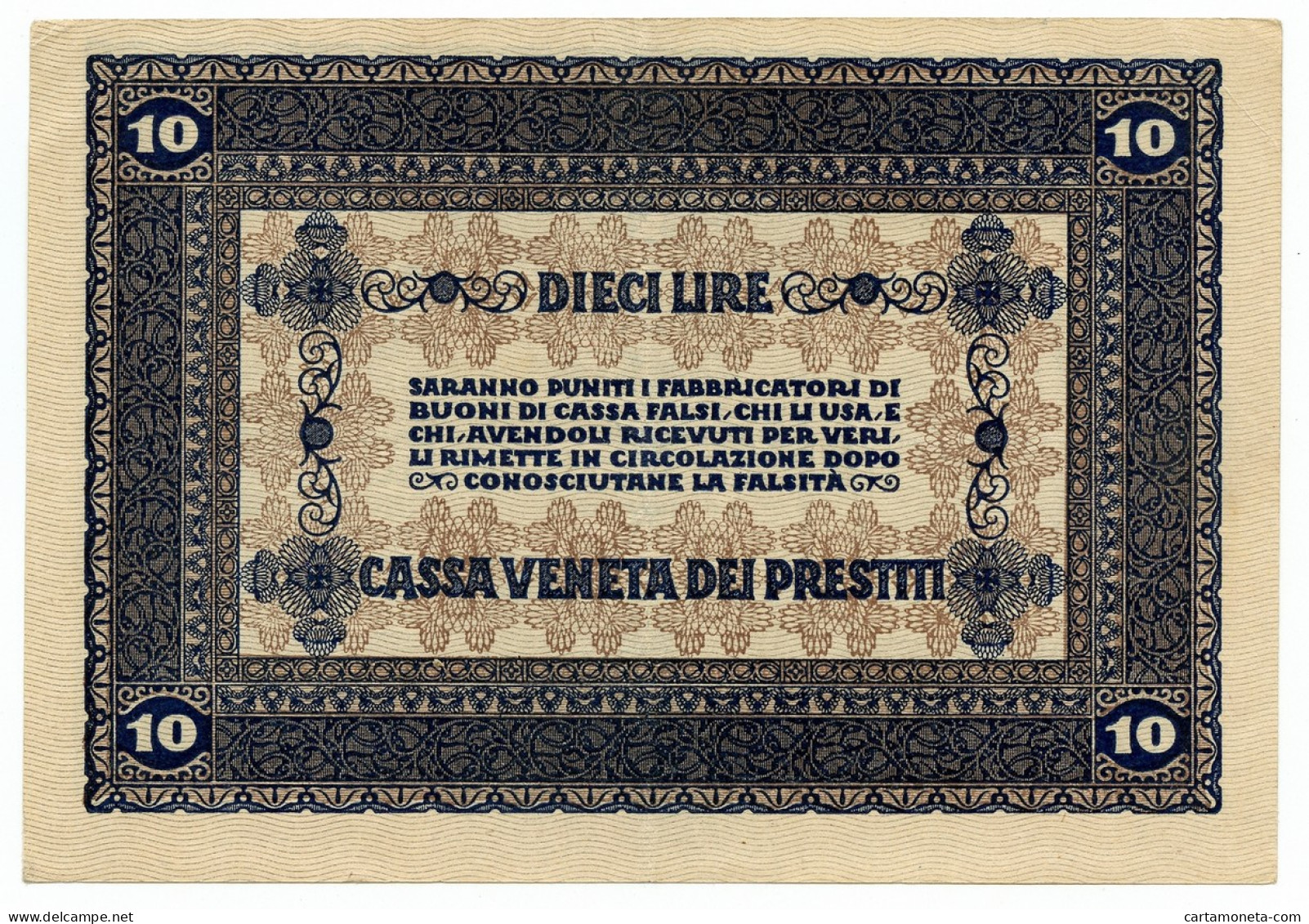 10 LIRE CASSA VENETA DEI PRESTITI OCCUPAZIONE AUSTRIACA 02/01/1918 SPL - Besetzung Venezia
