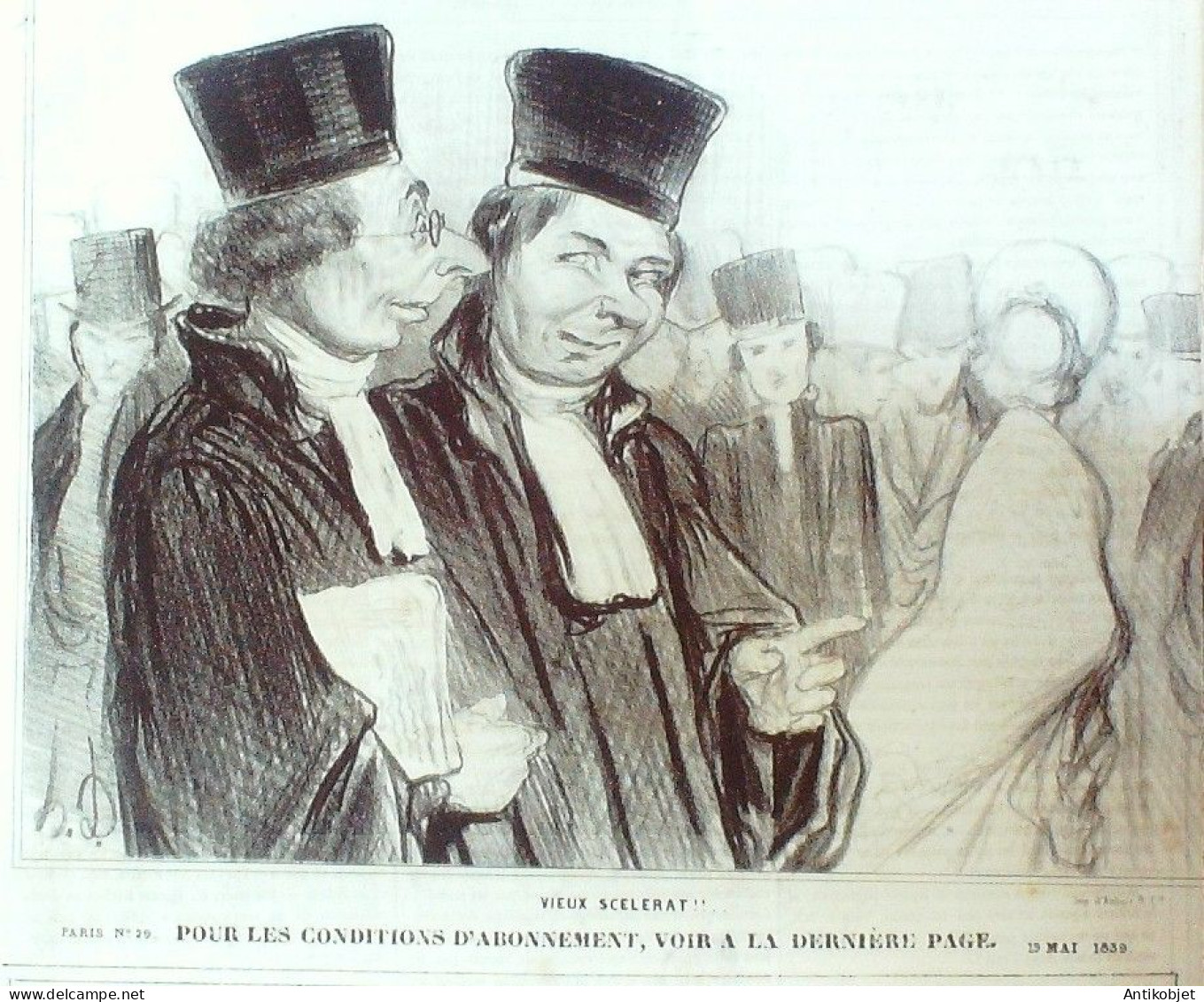 Lithographie Daumier Honoré Signée Paris 29 1839 - Prenten & Gravure