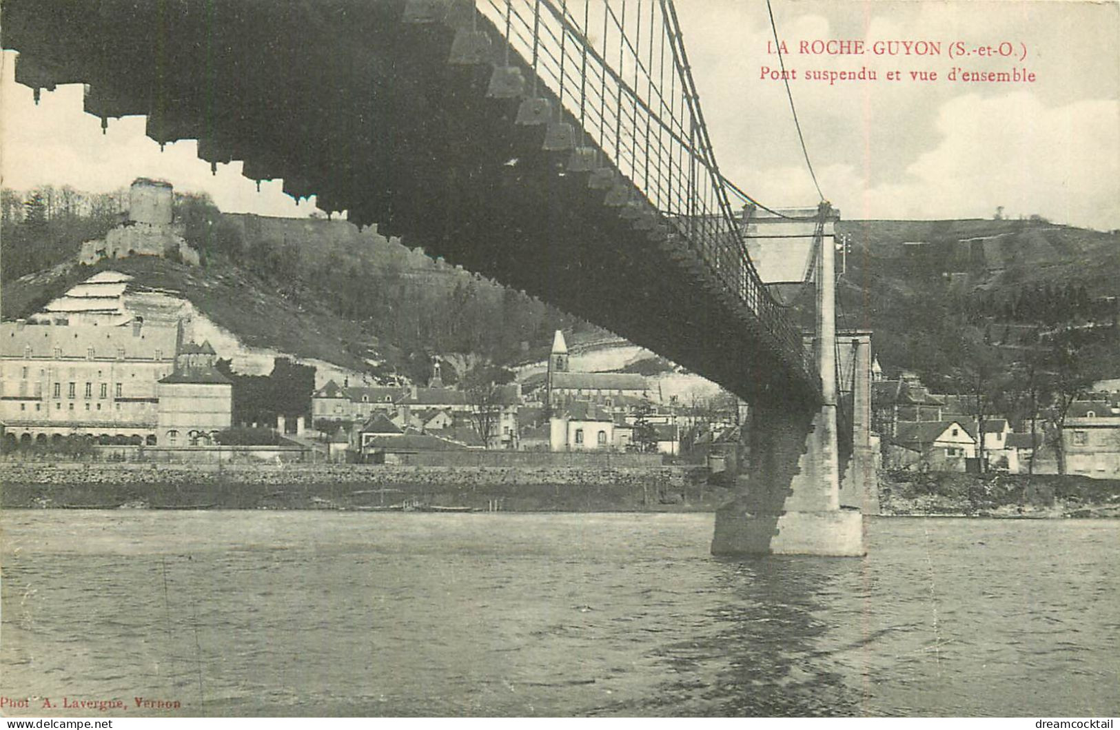 3 Cpa 95 LA ROCHE-GUYON. Pont Suspendu Et Bords De La Seine 1905 - La Roche Guyon