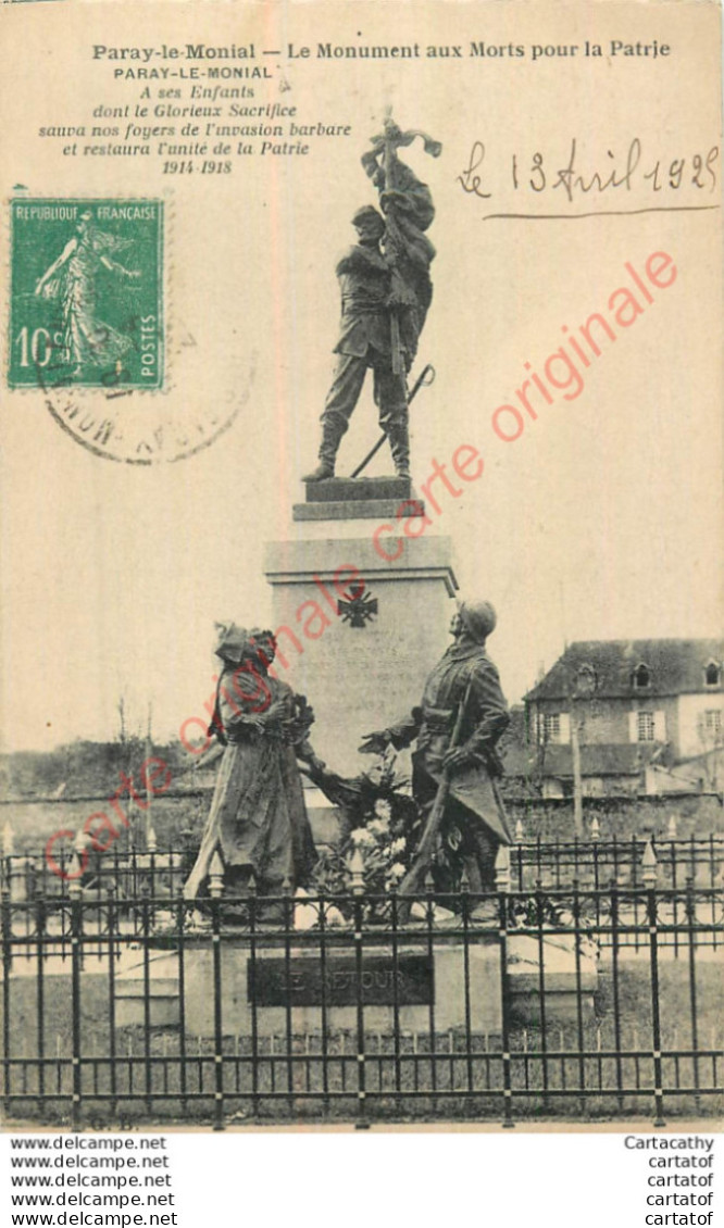 71.  PARAY LE MONIAL .  Le MOnument Aux MOrts Pour La Patrie . - Paray Le Monial