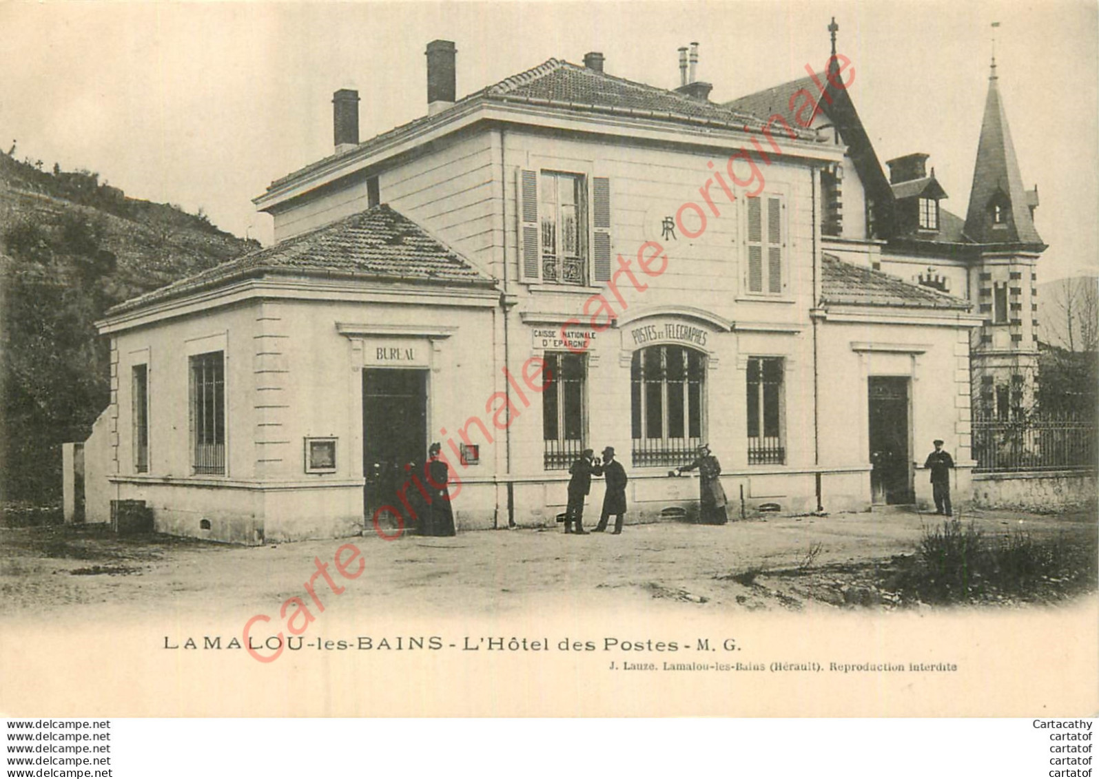 34.  LAMALOU LES BAINS .  Hôtel Des Postes .  CPA Animée .  - Lamalou Les Bains