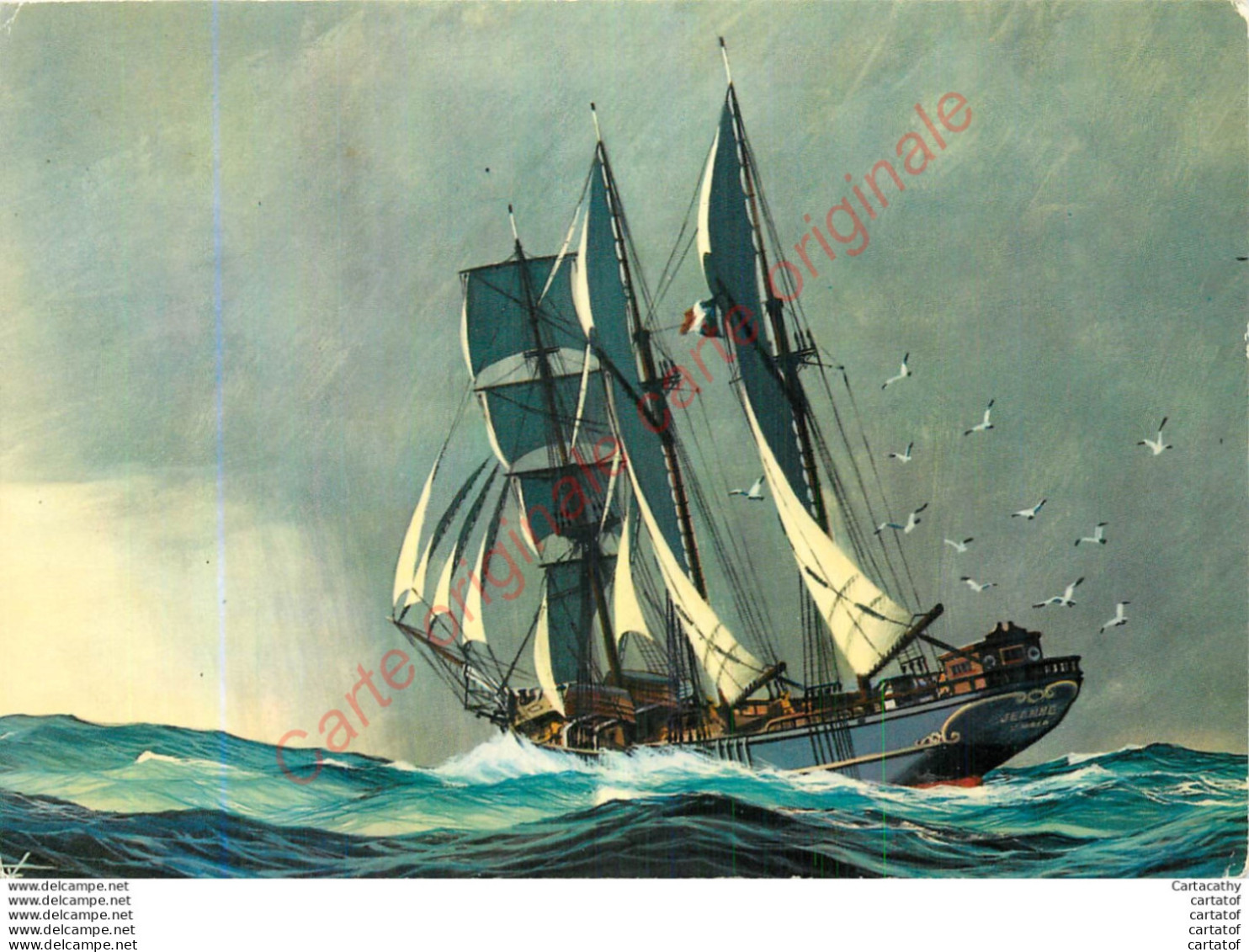 TROIS MATS GOELETTE Type TERRE NEUVAS .  AU TEMPS DE LA MARINE A VOILE .  - Sailing Vessels