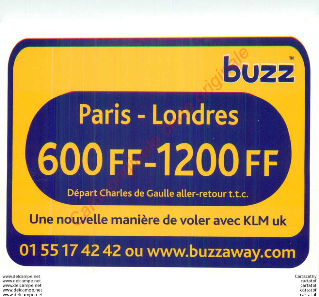 BUZZ . Paris-Londres KLM . CP Publicitaire . - Advertising