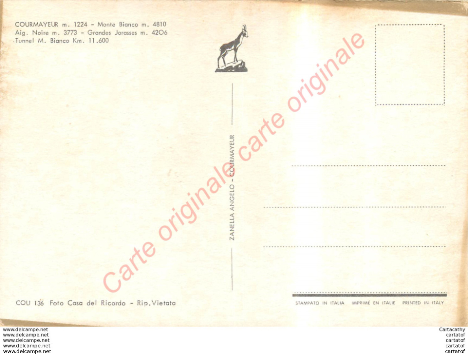 Souvenir De COURMAYEUR . ( Tunnel Du Mont-Blanc ) . - Andere & Zonder Classificatie