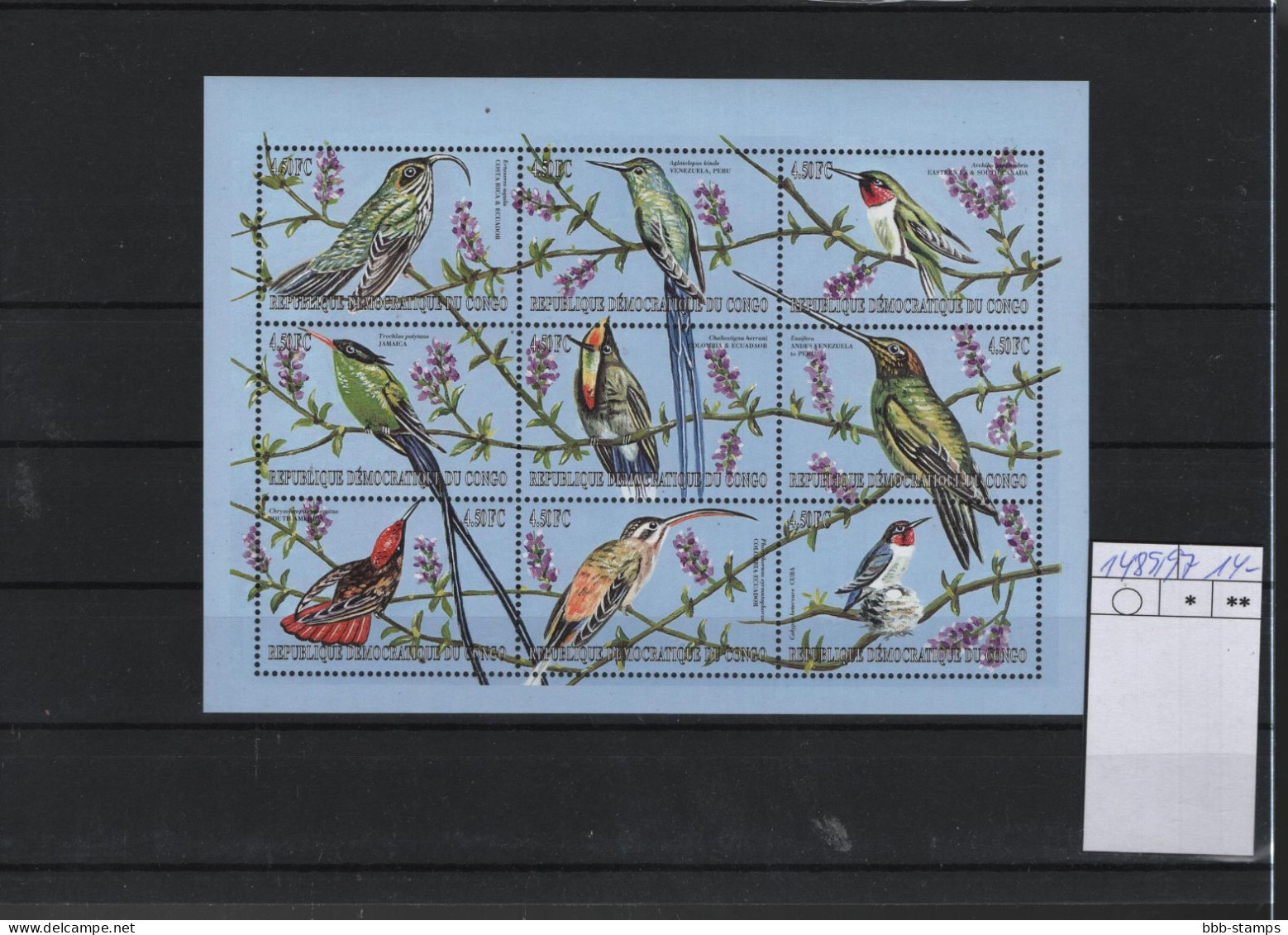 Zaire Michel Cat.No. Mnh/** Sheet 1489/1497 Birds - Neufs