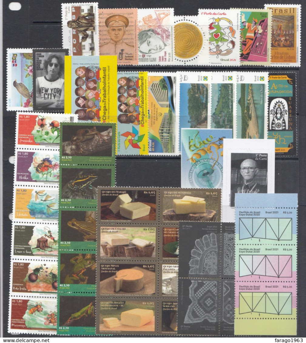 2021 Brazil Brasil  Complete Year Set 44 Stamps & 3 Sheets MNH - Unused Stamps