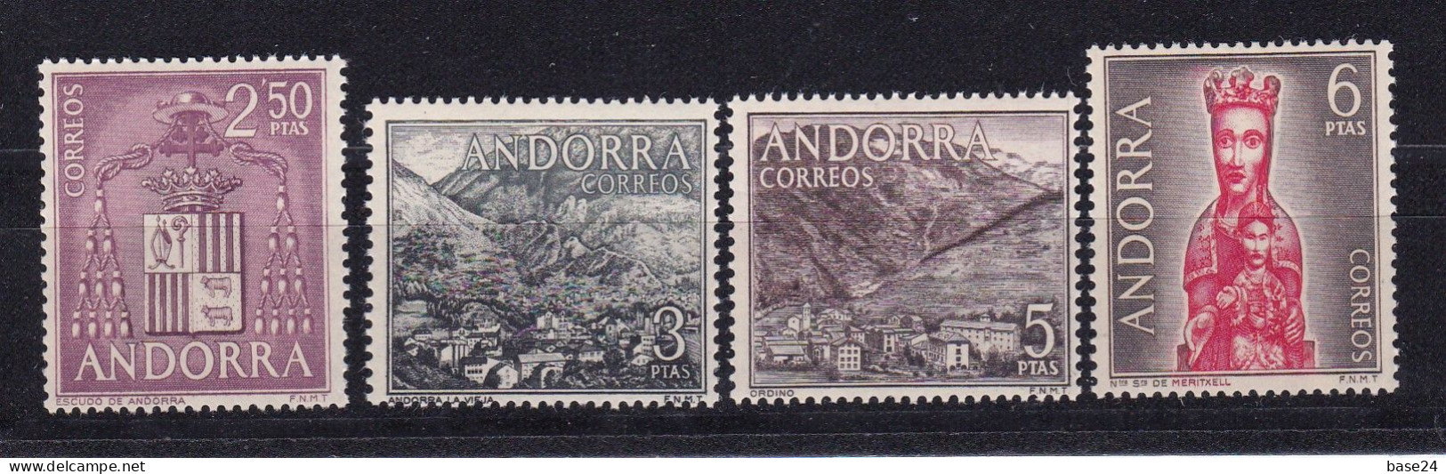 1964 Andorra Spagnola Spanish Andorre SOGGETTI DIVERSI: MADONNA, PAESAGGI, STEMMA Serie Di 4v. MNH** Mi.63/66 Landscapes - Neufs