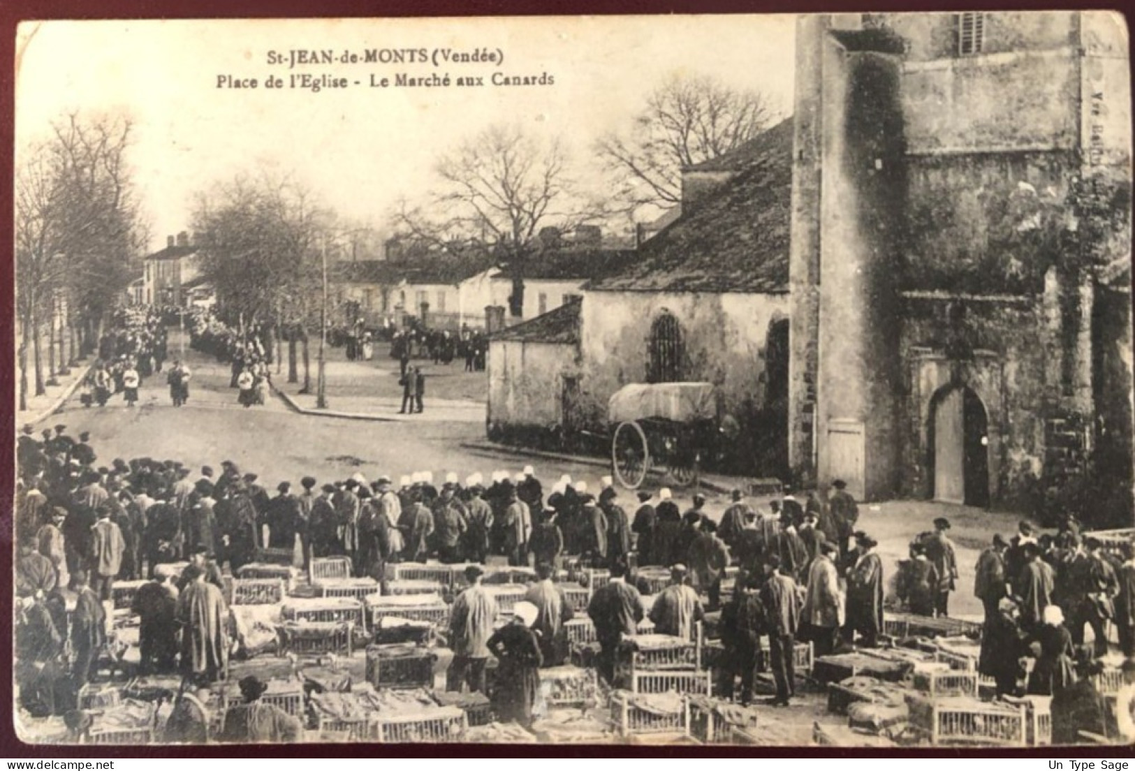 France, CPA (écrite) - St. Jean-de-Monts (Vendée) Place De L'Eglise - Le Marché Aux Canards - (B1498) - Autres & Non Classés