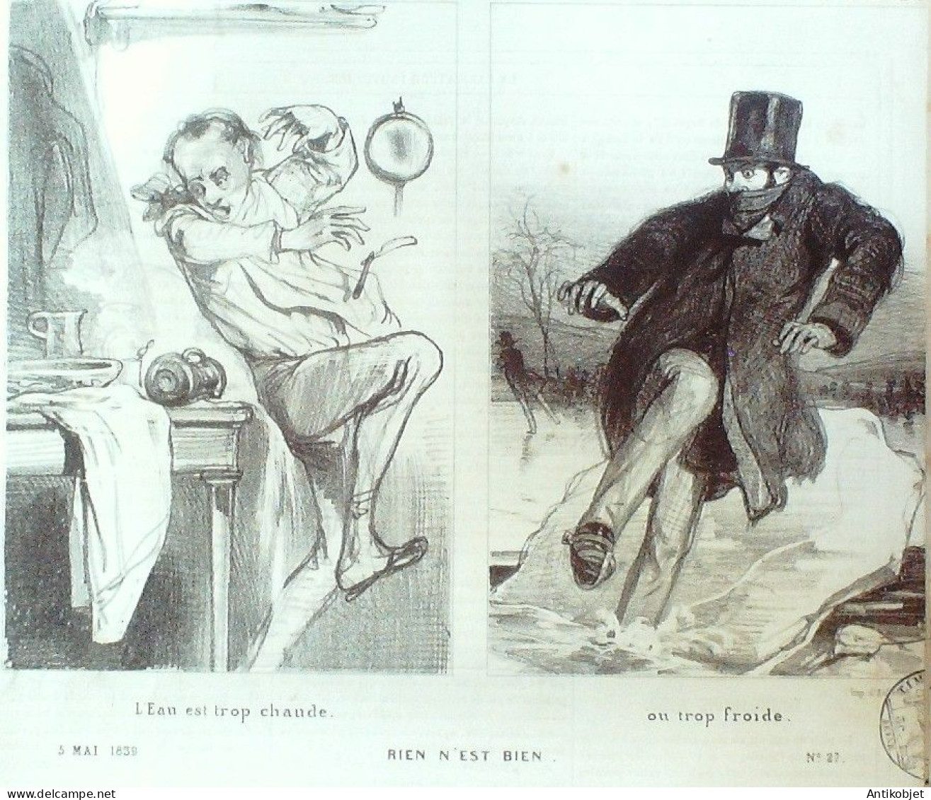 Lithographie Daumier Honoré Signée Paris 27 1839 - Stiche & Gravuren