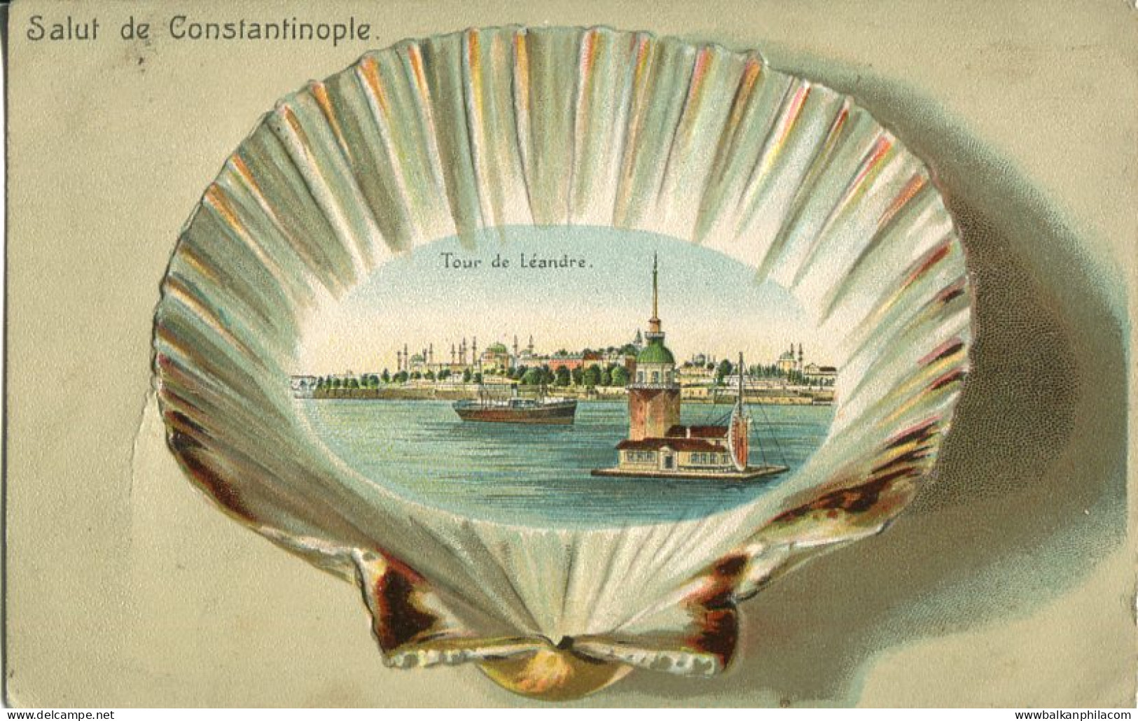 Turkey Istanbul Embossed Shell 1907 British Levant To Hull - Turkey
