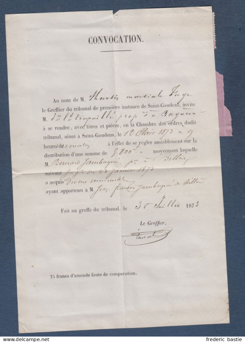 Haute Garonne - G.C.  3608 EtCachet ST  GAUDENS Sur Bande De  3 N° 60A - 1849-1876: Période Classique