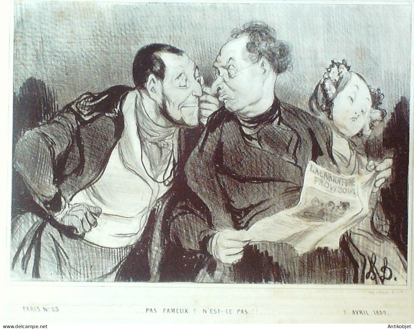 Lithographie Daumier Honoré Signée Paris 23 1839 - Prenten & Gravure
