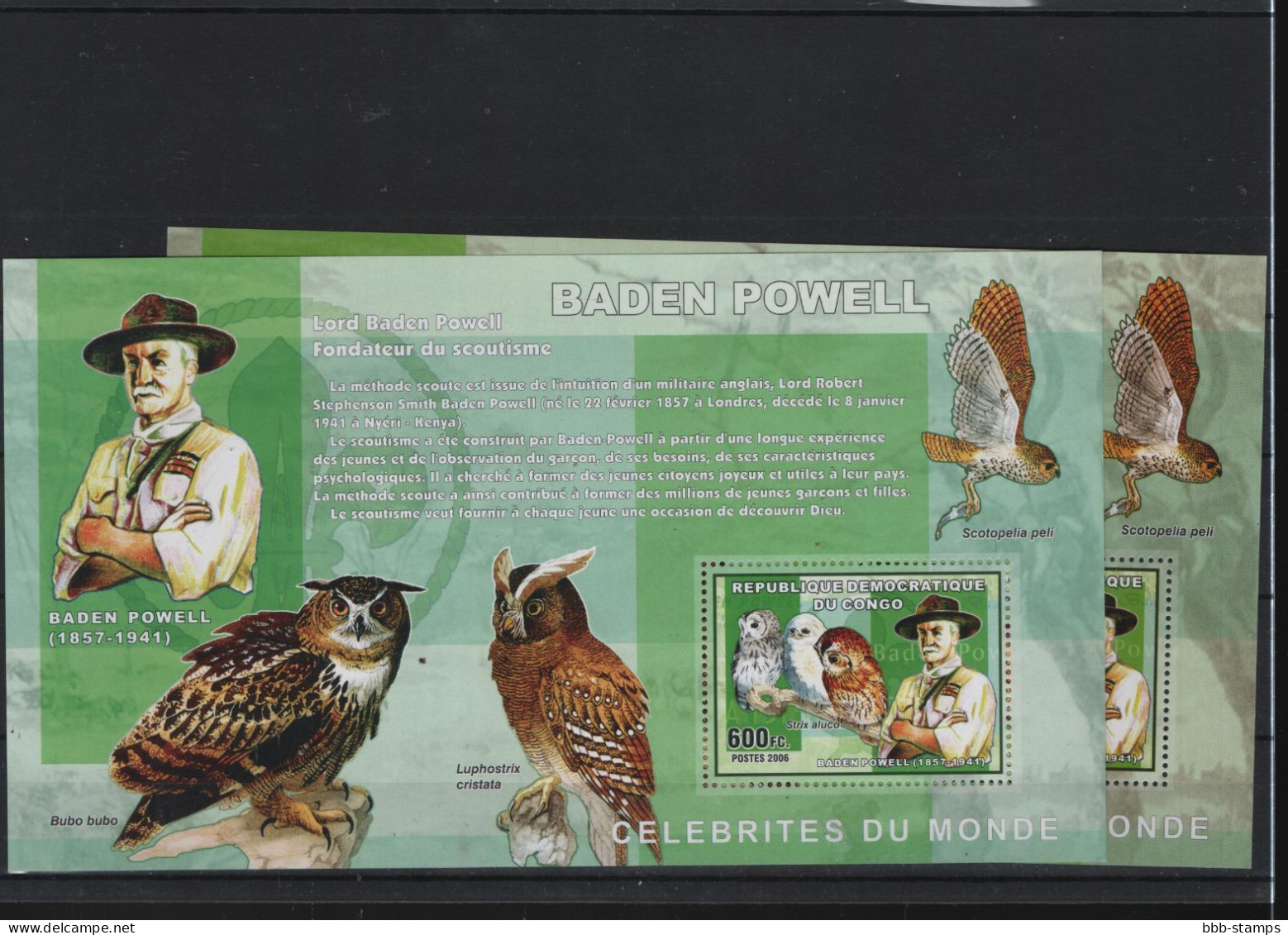 Zaire Michel Cat.No. Mnh/** Sheet Powell Birds - Nuevos