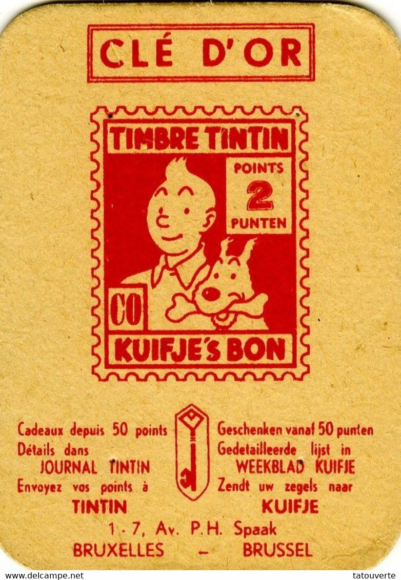 HERGE Bon Tintin Café CLÉ D'OR Dans Les Années 50 ! Comme Neuf! - Other & Unclassified