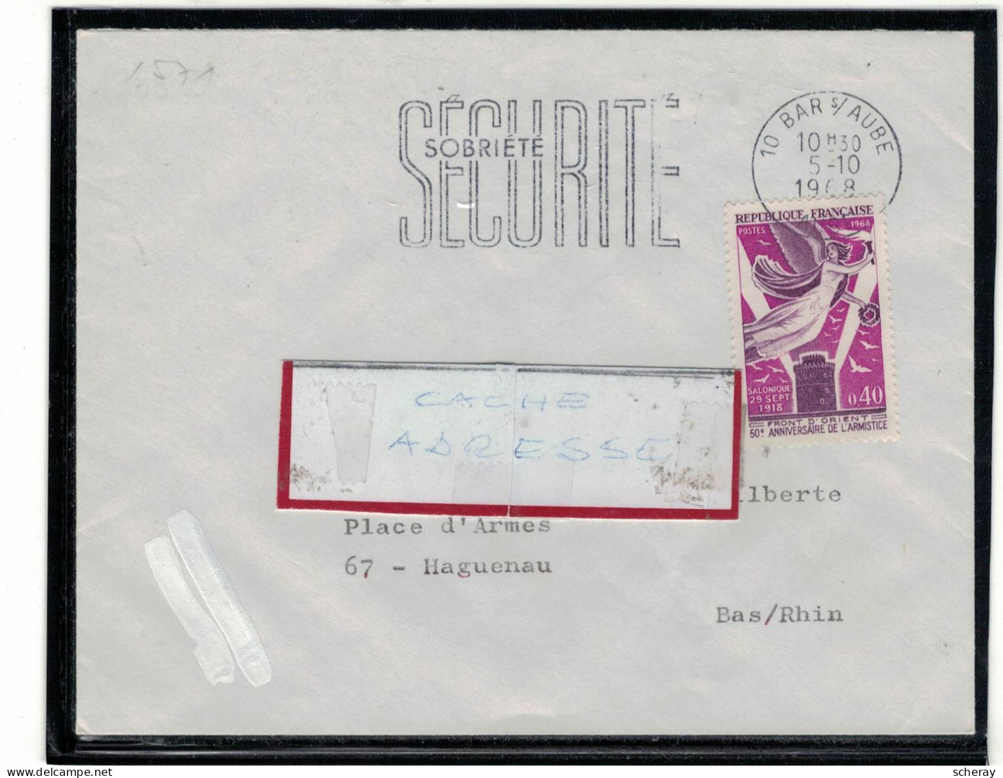 YT 1571 SSL/BAR SUR AUBE 5/10/1968 FAG SECURITE SOBRIETE - 1961-....