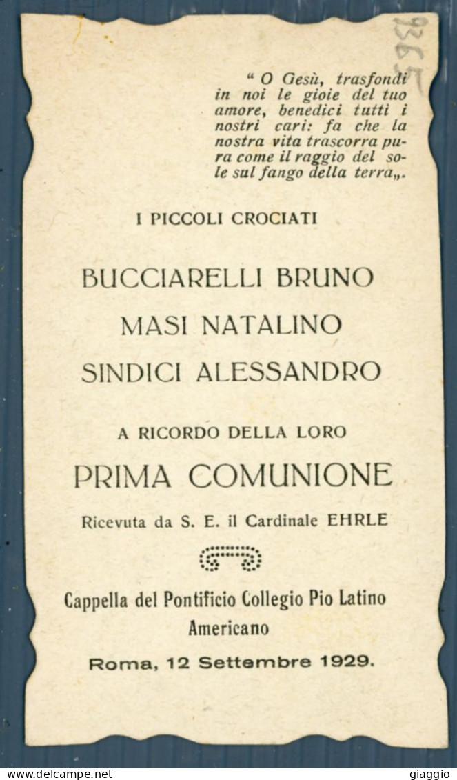 °°° Santino N. 9365 - Prima Comunione - Roma 1929  °°° - Religion & Esotericism