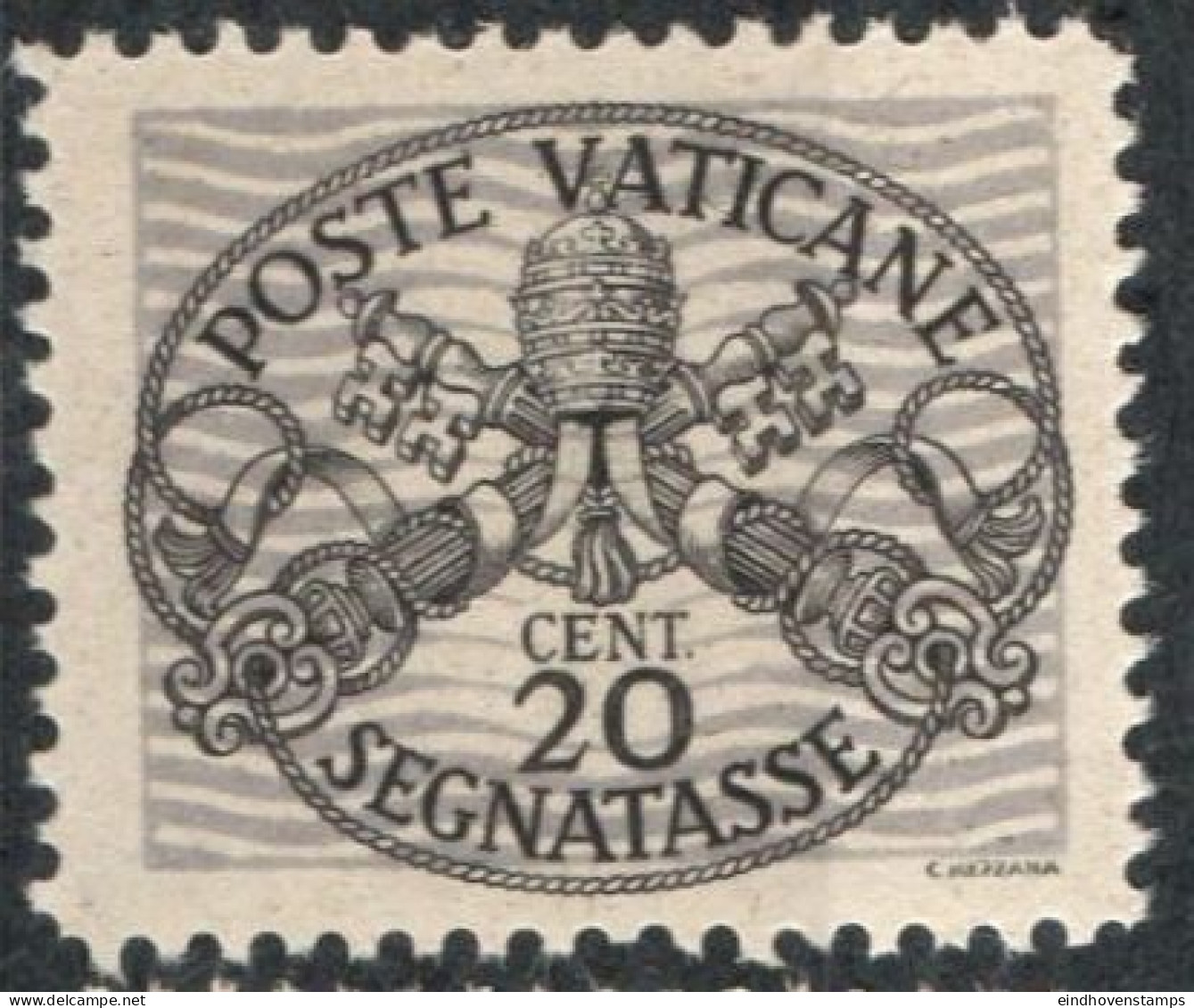 Vatican 1945, Postage Due 20c With Wide Grey Lines 1 Value Mi P8-xII  MNH - Taxes