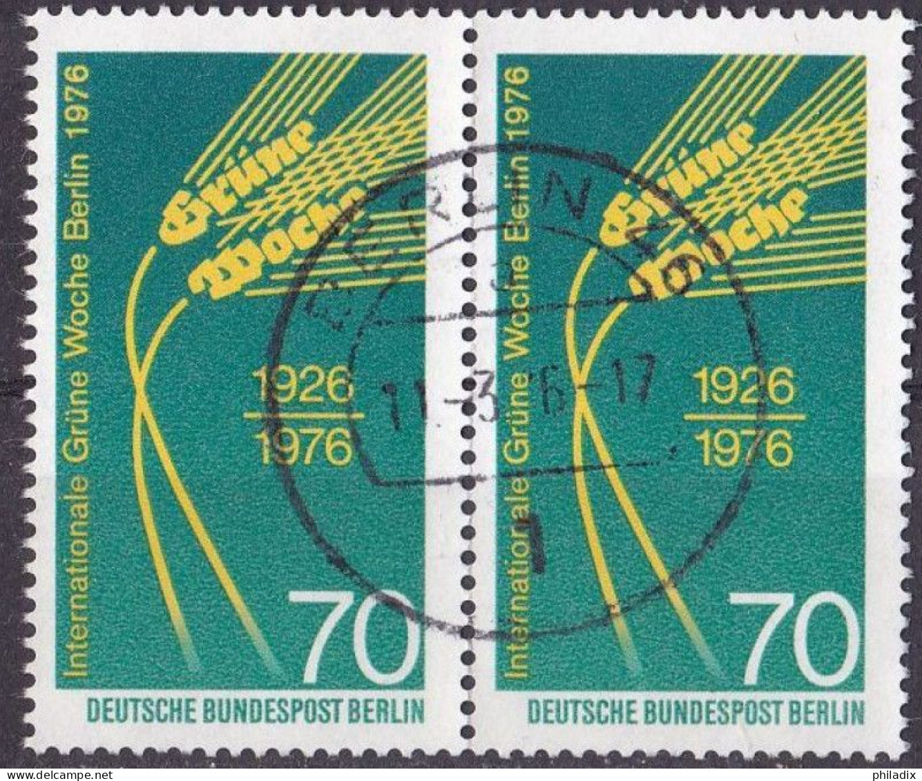 Berlin 1976 Mi. Nr. 516 O/used Waagrechtes Paar Vollstempel (BER1-1) - Gebruikt