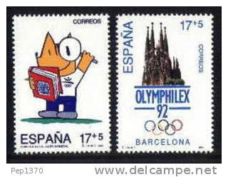 ESPAÑA 1992 - JUEGOS OLIMPICOS DE BARCELONA'92  - EXPO - OLYMPHILEX'92- Edifil Nº 3218-3219 - Yvert Nº 2815-1816 - Unused Stamps