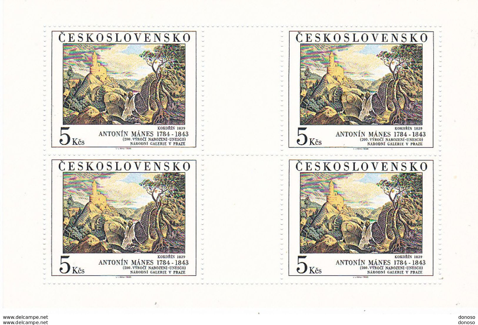 TCHECOSLOVAQUIE 1984  PEINTURES 5 FEUILLES Yvert 2608-2612, Michel 2789-2793 NEUF** MNH Cote Yv 80 Euros - Unused Stamps