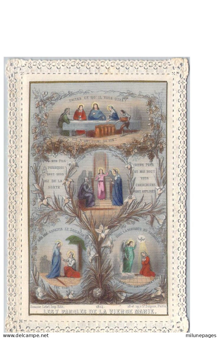 Image Religieuse Canivet Multicolore Les 7 Paroles De La Vierge Marie Bouasse Lebel 1824 - Images Religieuses