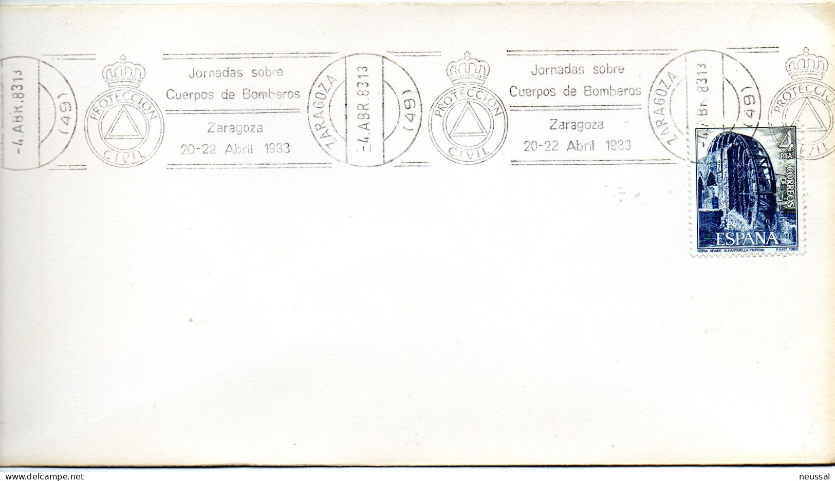 Carta Con Matasellos Commemorativo De Jornadas Sobre Cuerpo De Bomberos Zaragoza - Lettres & Documents