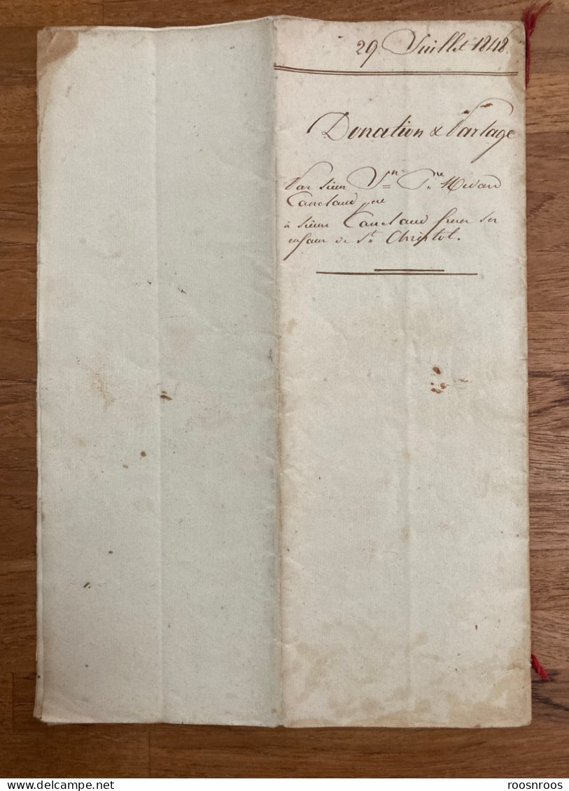 PAPIER TIMBRE 1848 - 2EME REPUBLIQUE - TIMBRAGE PERIODE MONARCHIQUE - DONATION PARTAGE CANCLAUD - SAINT-CHRISTOL HERAULT - Cartas & Documentos