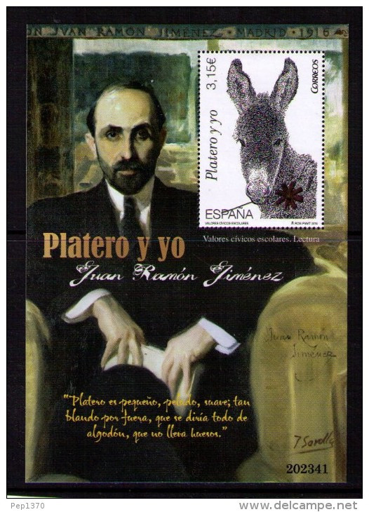 ESPAÑA 2014 - LITERATURA - JUAN RAMON JIMENEZ - PLATERO Y YO - BLOCK - EDIFIL Nº 4921 - Nuevos