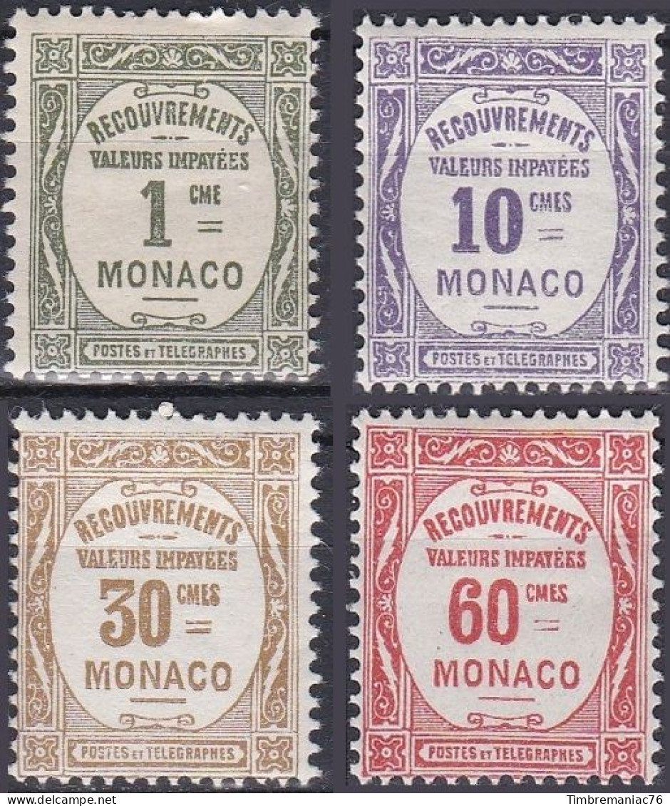 Monaco Taxe 1924-25 YT 13-14-15-16 Neufs - Impuesto