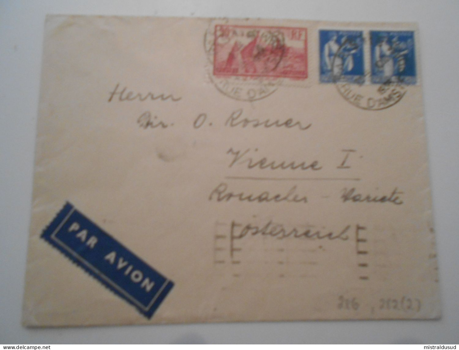 France Poste Aerienne , Lettre  De Paris 1936 Pour Vienne - 1927-1959 Cartas & Documentos