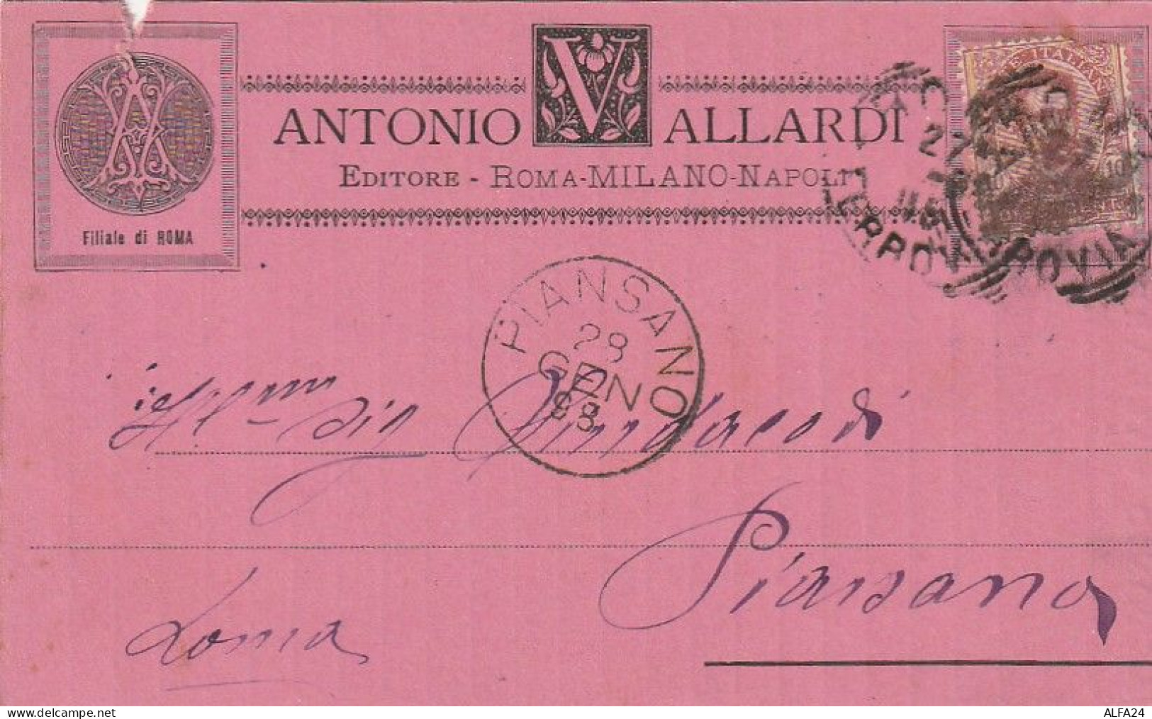 CARTOLINA POSTALE 1898 C.10 TIMBRO PIANSANO (XT3697 - Marcophilie