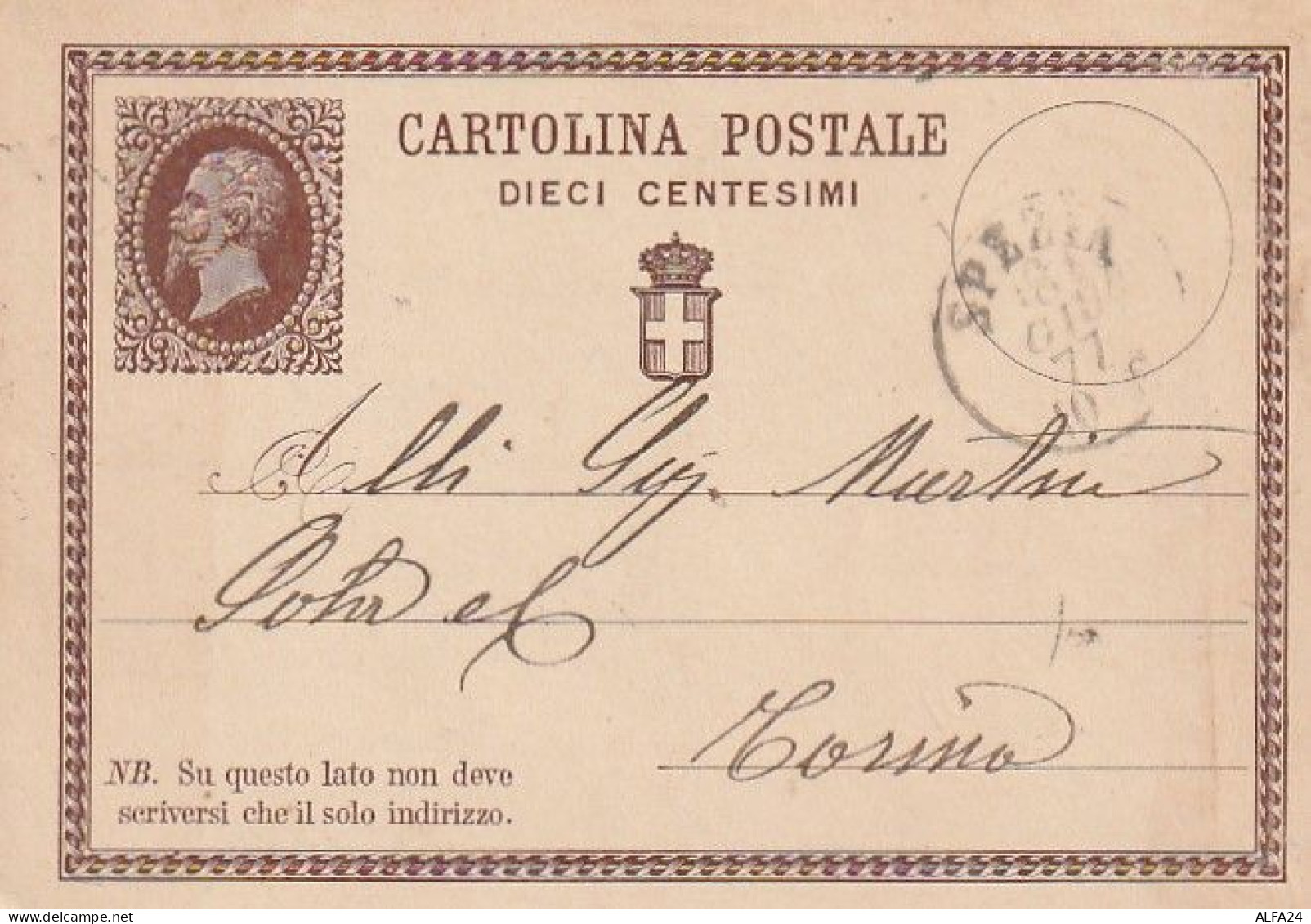 INTERO POSTALE 1877 C.10 TIMBRO SPEZIA (XT3663 - Interi Postali