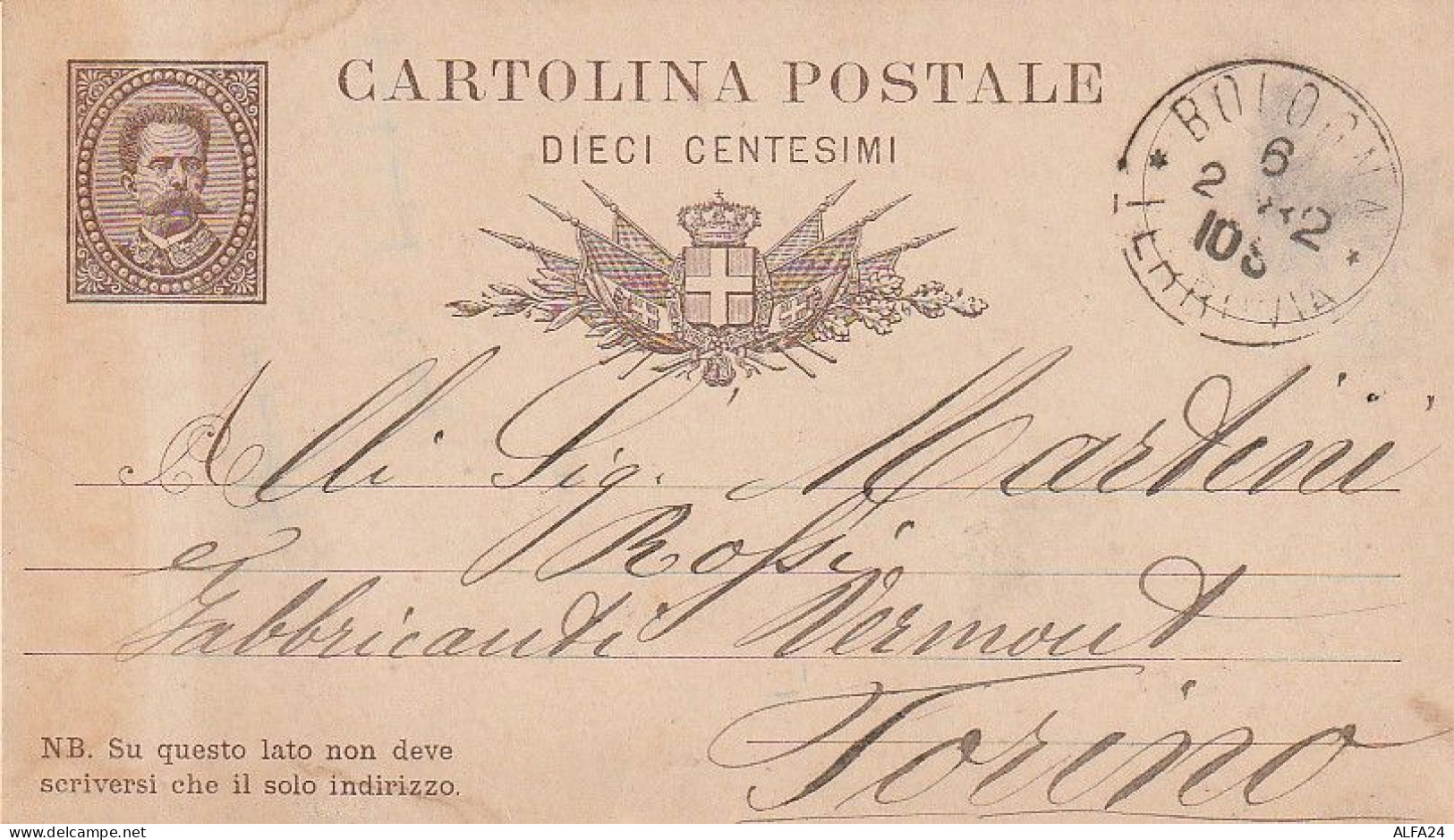 INTERO POSTALE 1902 C.10 TIMBRO BOLOGNA (XT3665 - Stamped Stationery