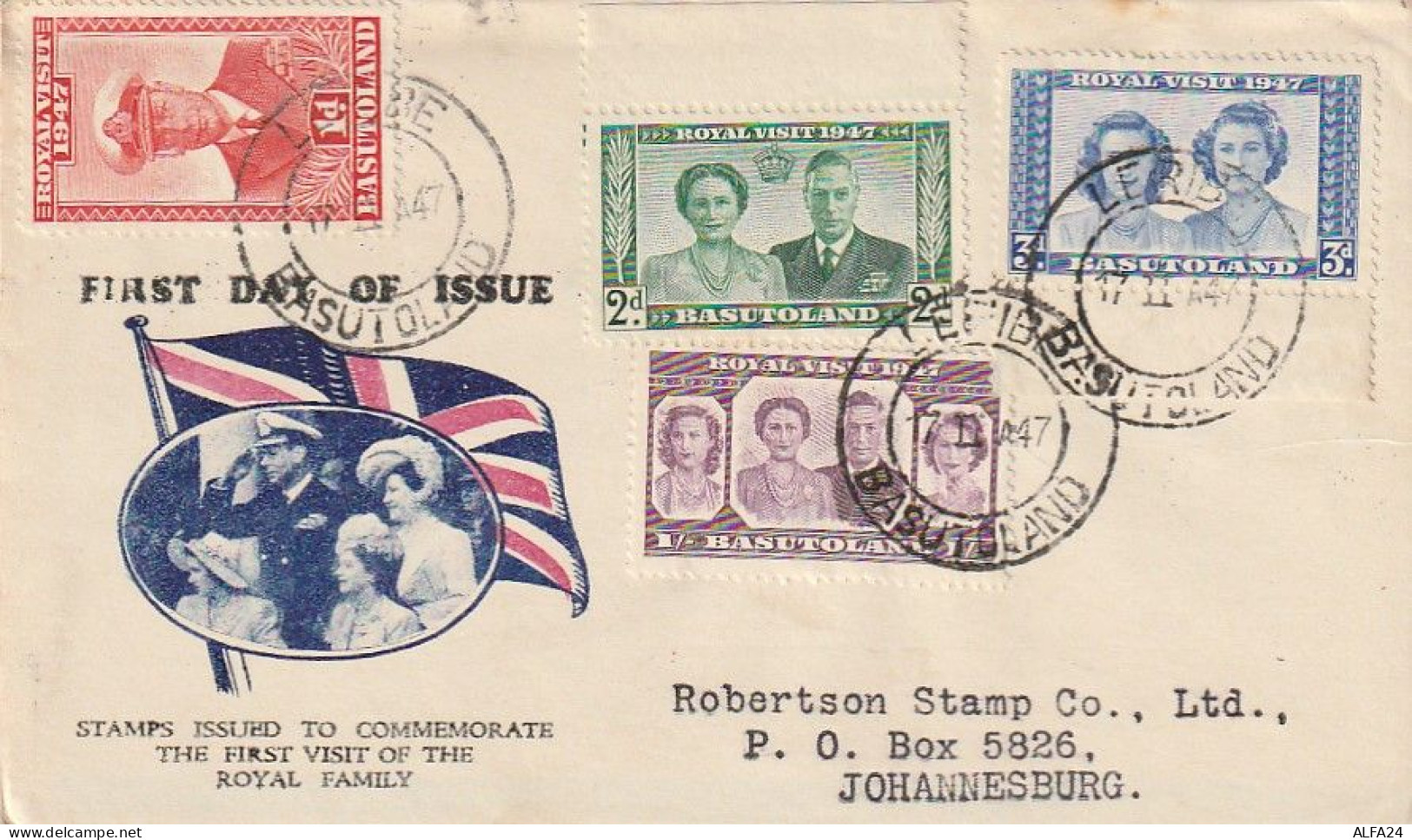 FDC BASUTOLAND 1947 (XT3649 - 1933-1964 Colonie Britannique