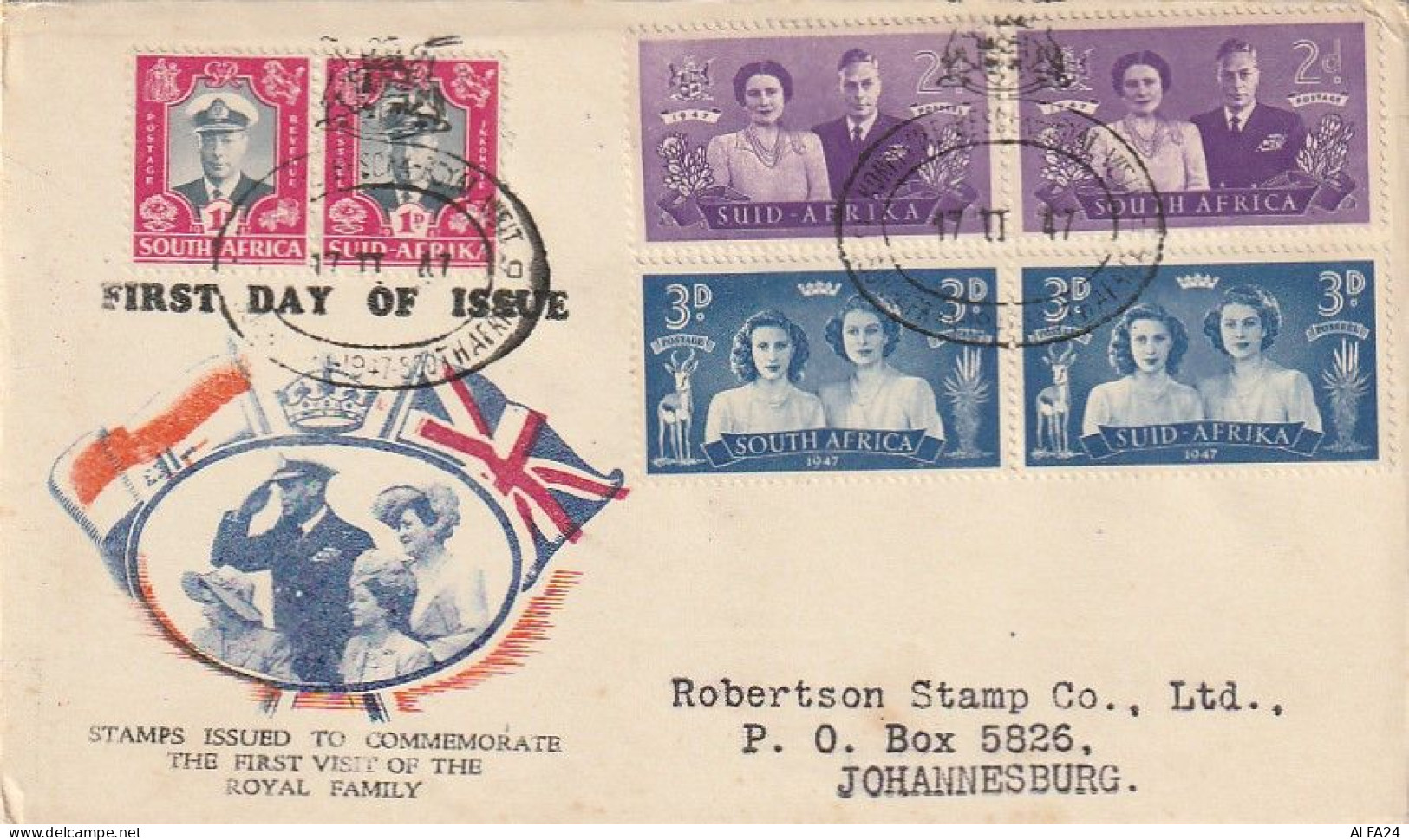 FDC SUDAFRICA 1947  (XT3646 - Brieven En Documenten