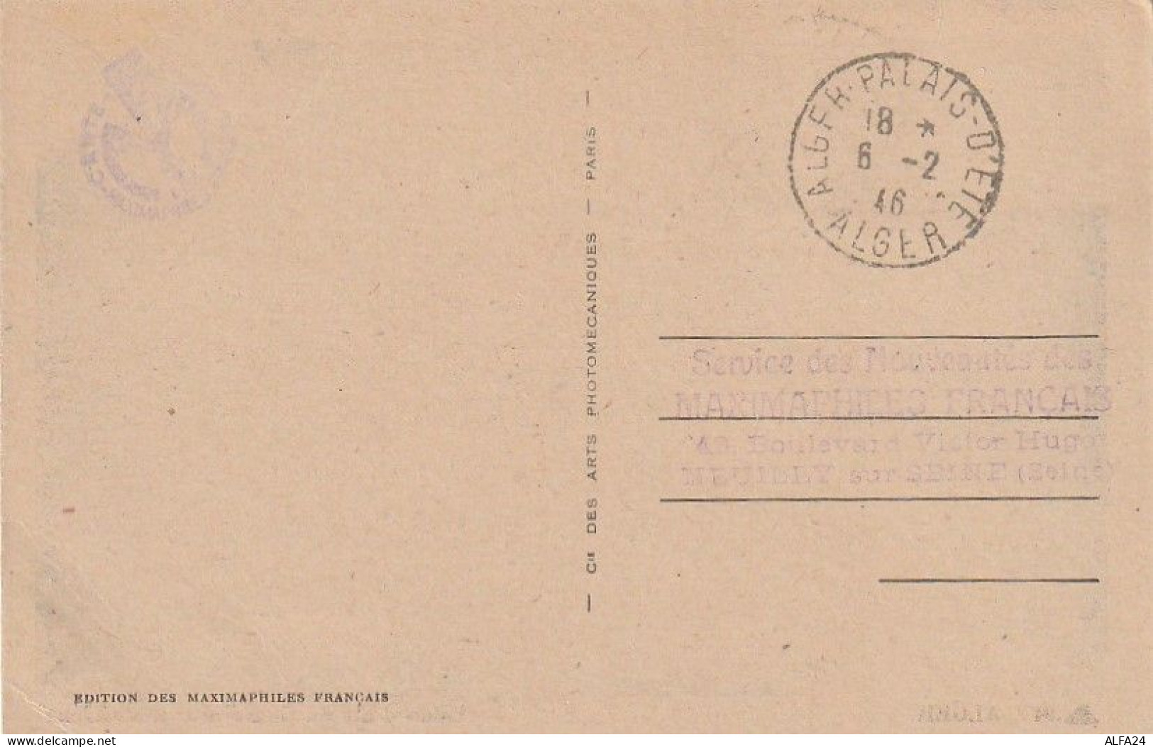 MAXIMUM CARD ALGERIA 1946 (XT3604 - 1940-1949