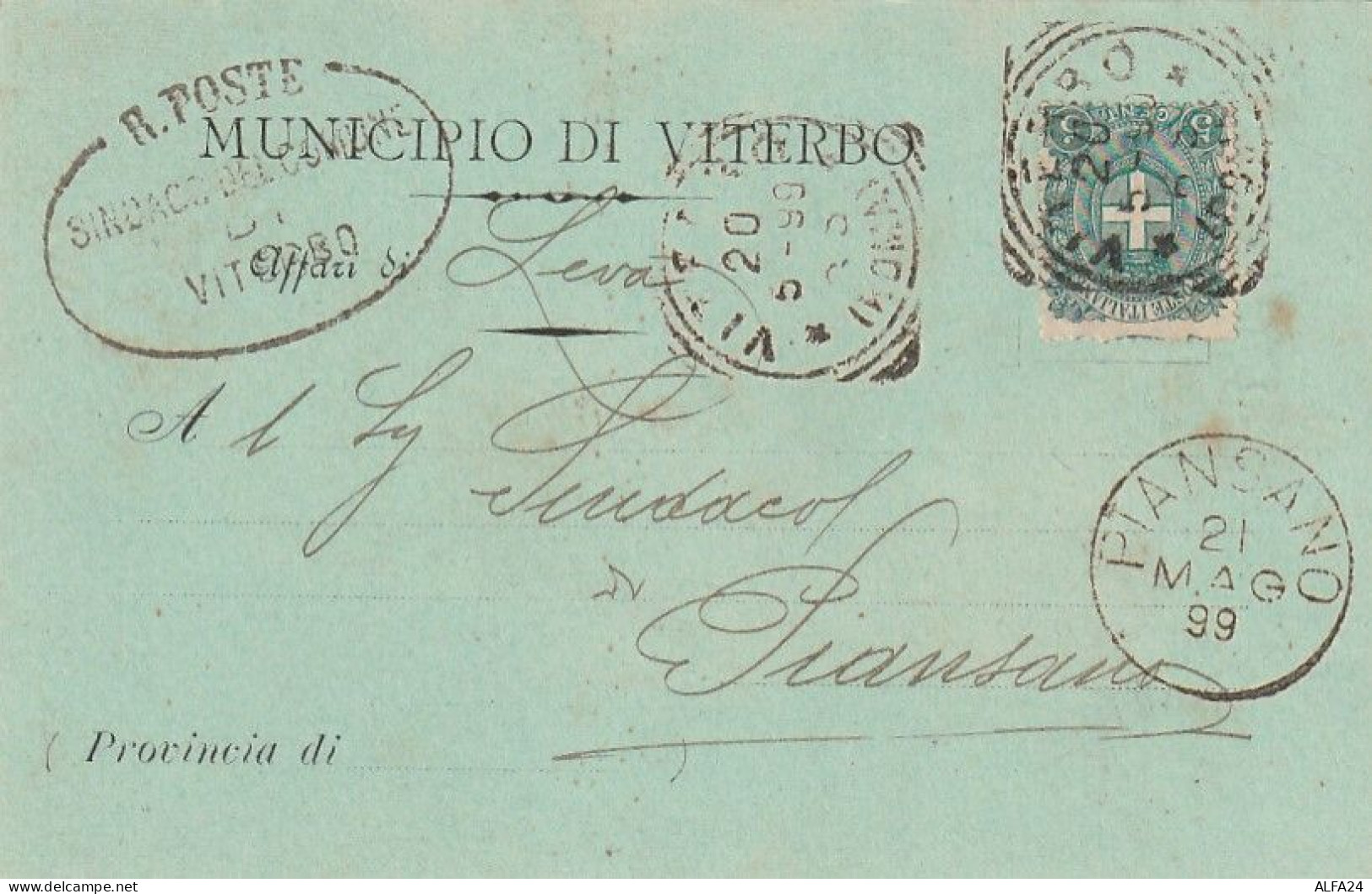 CARTOLINA POSTALE 1899 C.5 TIMBRO PIANSANO VITERBO (XT3527 - Storia Postale