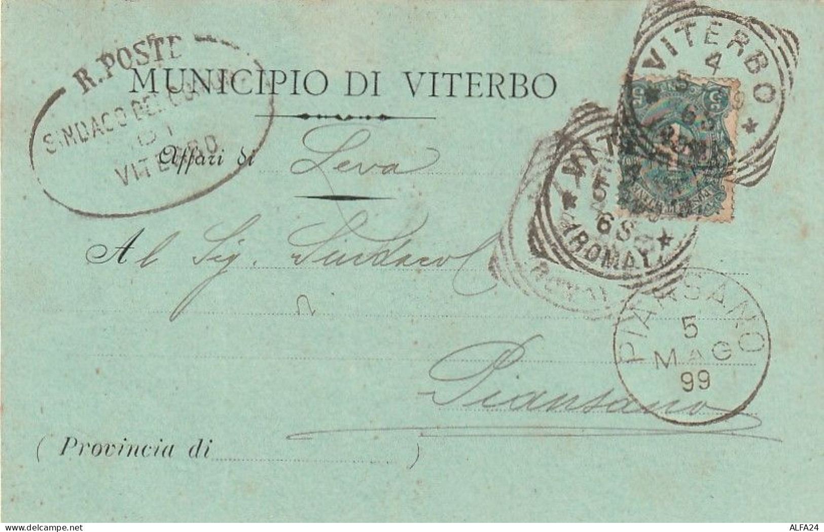 CARTOLINA POSTALE 1899 C.5 TIMBRO PIANSANO VITERBO (XT3526 - Poststempel