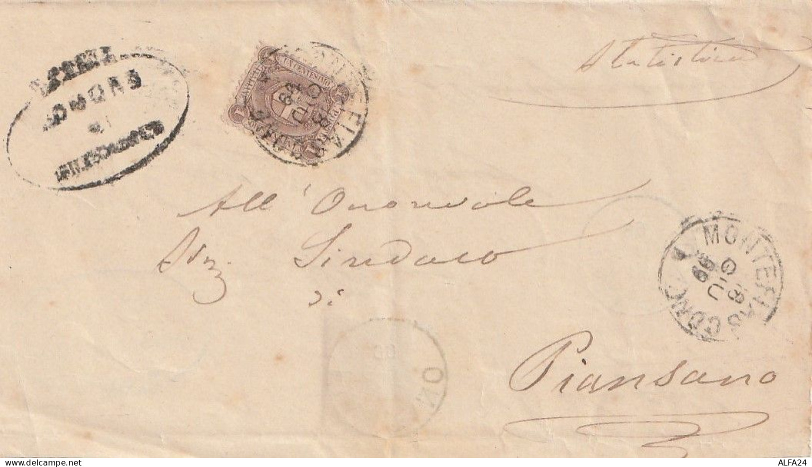 LETTERA 1899 C.1 TIMBRO MONTEFIASCONE +1 TIMBRO PIANSANO (XT3521 - Storia Postale