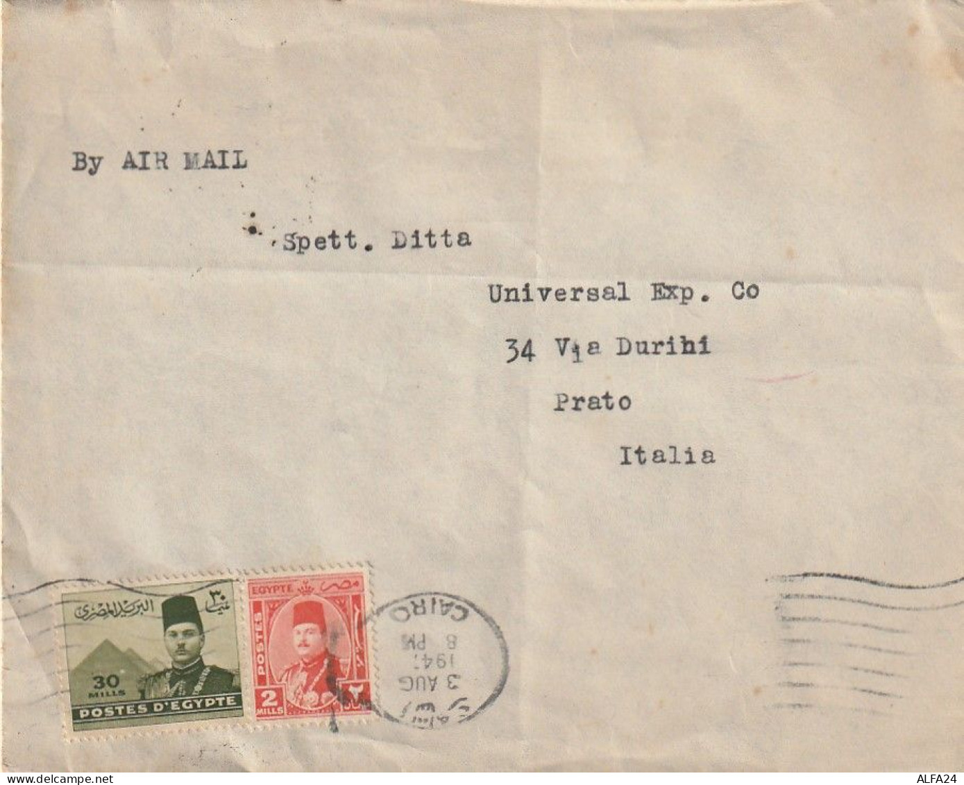 LETTERA EGITTO 1941 30+2 TIMBRO CAIRO (XT3481 - Cartas & Documentos