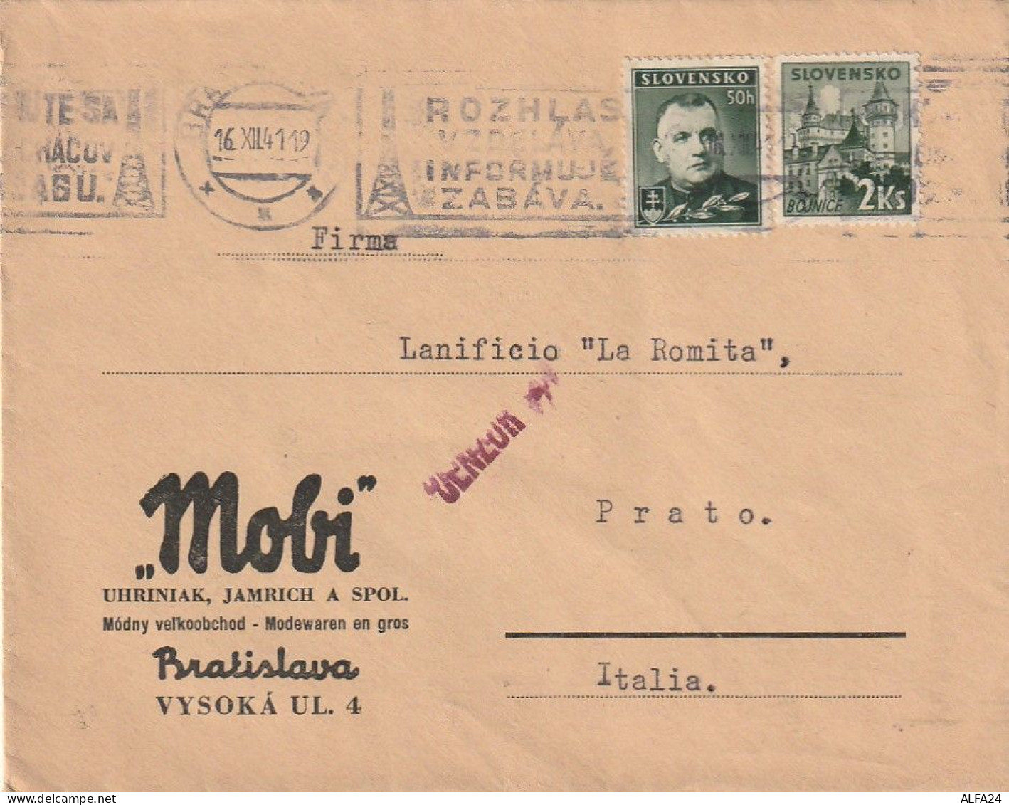 LETTERA CECOSLOVACCHIA 1941  (XT3480 - Cartas & Documentos