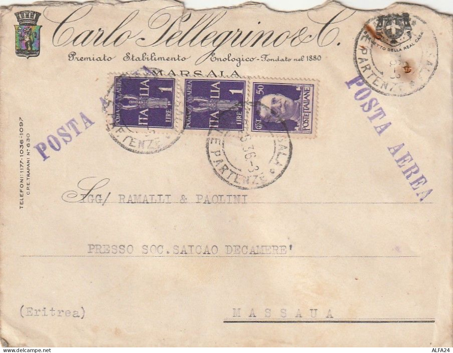 LETTERA 1936 2X1 PA+50 DIRETTA MASSAUA (XT3461 - Storia Postale