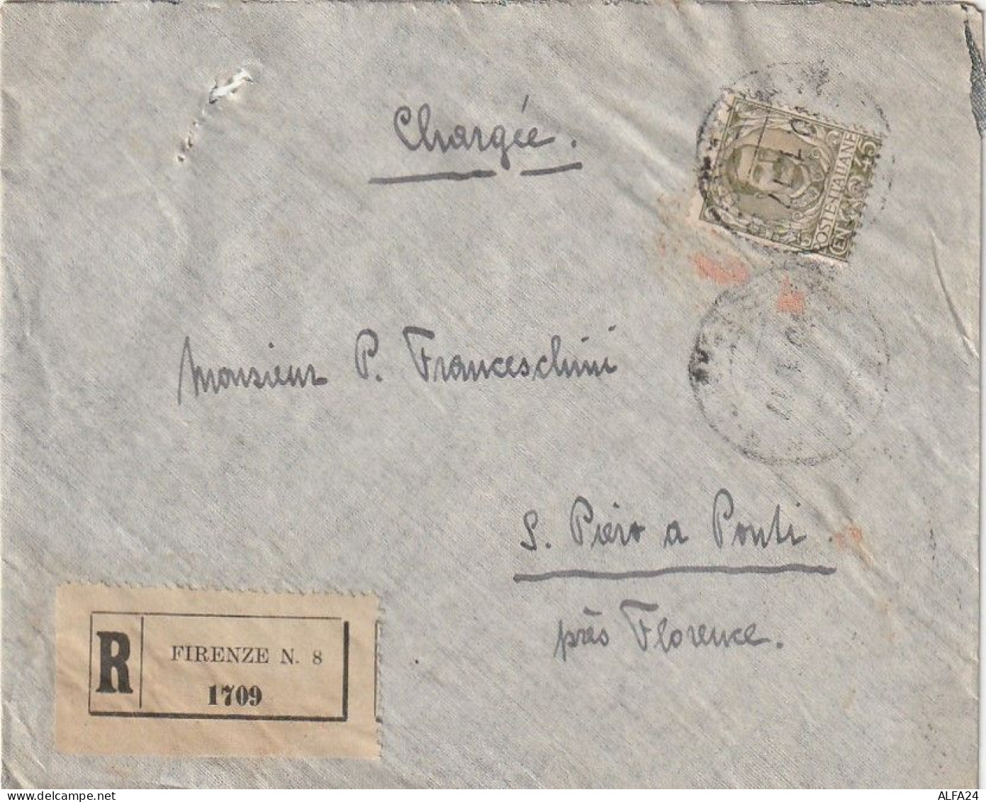 RACCOMANDATA 1917 C.45 TIMBRO FIRENZE (XT3468 - Storia Postale