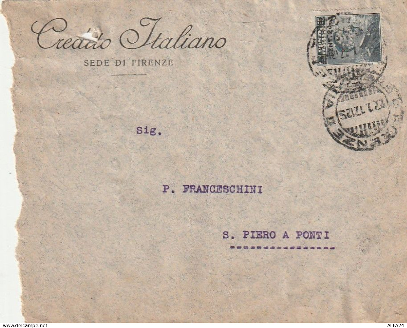 LETTERA 1916 C.20 SS 15 CREDITO ITALIANO PERFIN (XT3444 - Storia Postale