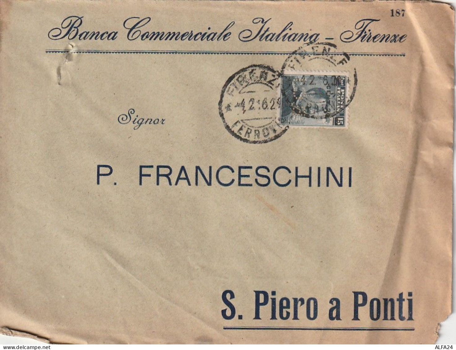 LETTERA 1916 C.20 SS 15 BANCA COMMERCIALE PERFIN (XT3437 - Storia Postale